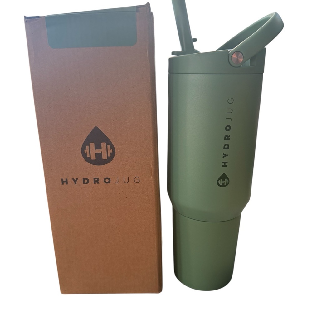 HydroJug Insulated Tumbler Sage Green Straw Lid Handle Cup
